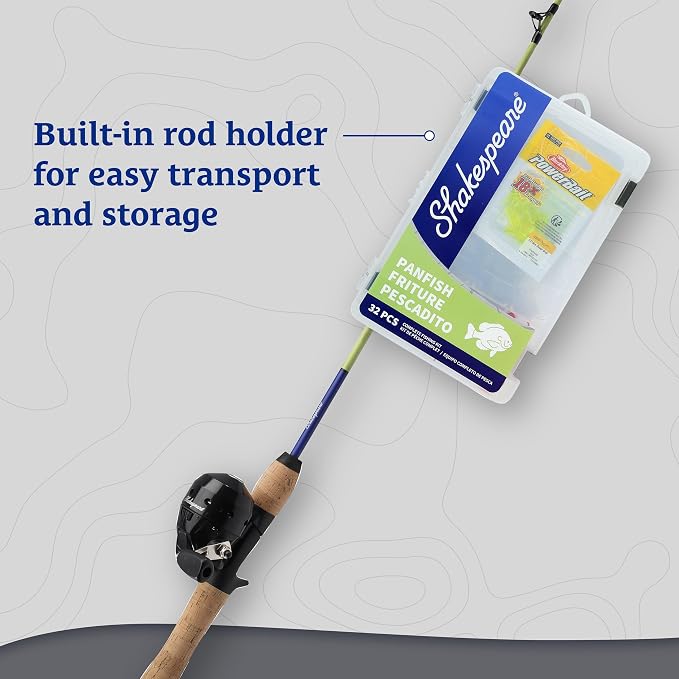 Shakespeare Catch More Fish Spincast Reel and Fishing Rod Combo with Kit