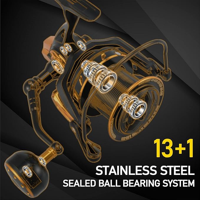 Dr.Fish Saltwater Spinning Reels, Full Metal Surf Fishing Reel, 13 +1 BB, 52LB Max Drag Ocean Sea Fishing Reel, Heavy Duty Long Cast Offshore Trolling Reel