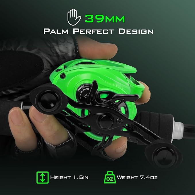 KastKing Zephyr Baitcasting Fishing Reel, Halo XII Magnetic Braking System Baitcaster Reel, 7+1 Double Shielded Stainless Steel BB, 7.2:1 High-Speed Gear Ratio, 18lb Triple Disc Carbon Fiber Drag