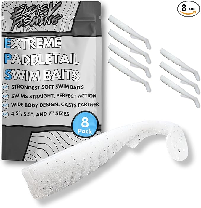 Extreme Paddle Tail Swim Baits - Soft Plastic Swimbaits, Premium Paddle Tail Swimbaits for Bass Fishing, Great Action Lifelike Saltwater Soft Swimbait Shad Lure