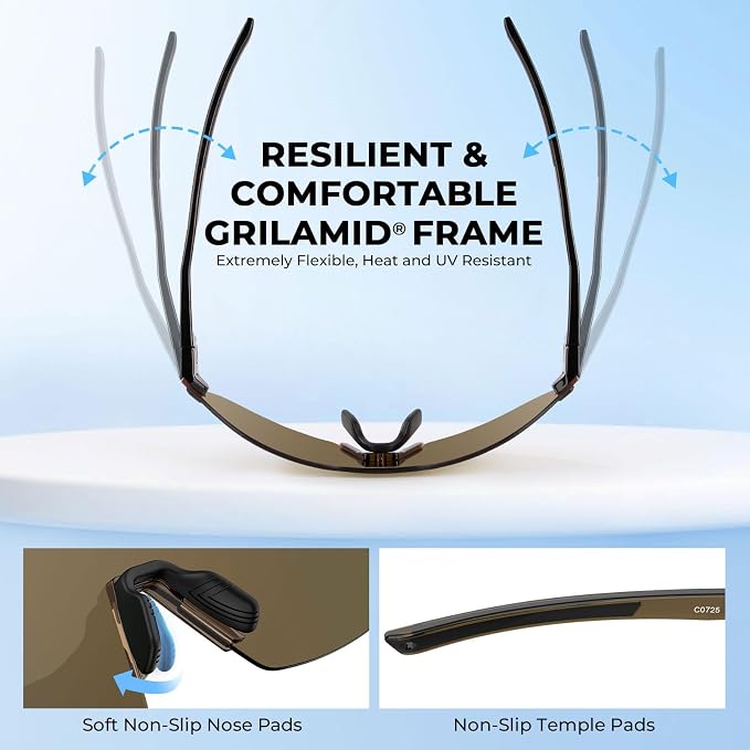 KastKing Nizini Polarized Sports Fishing Sunglasses, With PuriVex Protective Lens Coating, Rimless Wrap Design, Men Women