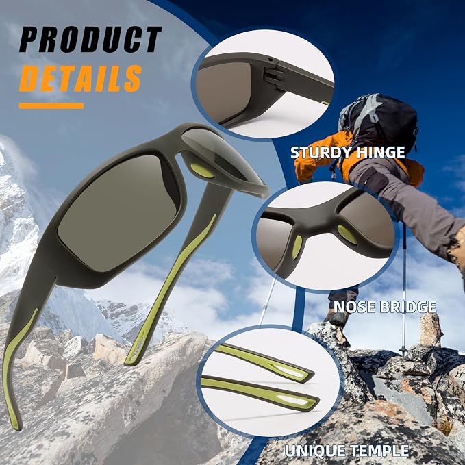 Polarized Sports Sunglasses for Men Women UV400 Protection Glasses Wrap Around Goggles for Driving Fishing Cycling