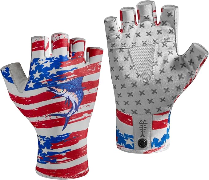 BASSDASH Unisex UPF 50+ Half Finger Sun Gloves Fingerless Breathable UV Protection for Fishing Hiking Kayaking Rowing FG02
