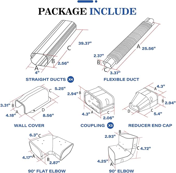 LyPrem 2025 Upgraded 16.5Ft Mini Split Line Set Cover 4" PVC Line Cover Kit for Mini Split and Central Air Conditioner & Heat Pump(Adjustable 90° Elbow for Easy Installation)