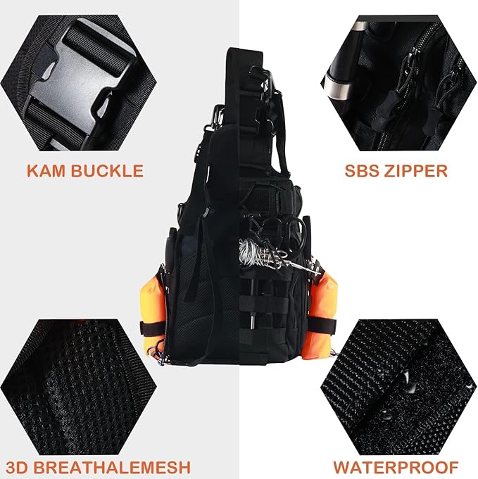 Aertiavty Fishing Backpack, Fishing Bag with Tackle Box, Compact Fishing Tackle Bag, Fishing Tackle Backpack with Rod Holder for Outdoor Sport Fishing Gifts for Men Women