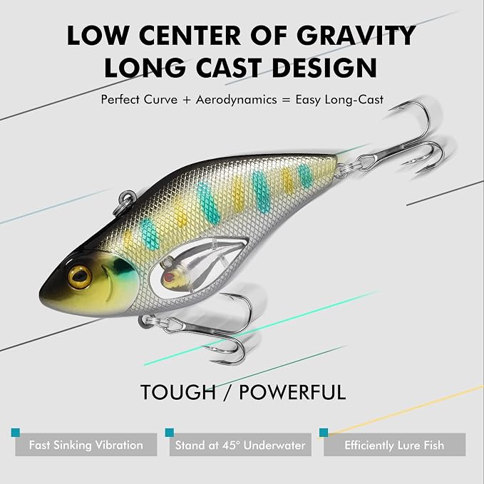 TRUSCEND Shallow or Deep Diving Crankbait with BKK Hooks, Wobble Fishing Lures for Bass Trout Crappie Walleye, Sinking Lipless Vibe Crank Bait for Bass Pike, Amazing Swimbait for Family Fishing
