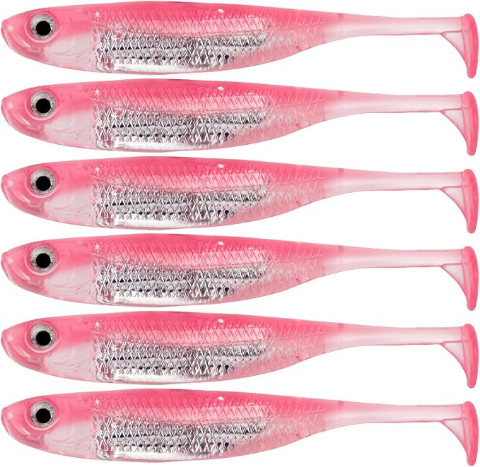 QualyQualy Soft Plastic Swimbait Paddle Tail Shad Lure Soft Bass Shad Bait Minnow Paddle Tail Swim Bait for Bass Trout Walleye Crappie - 2.75in, 3.14in, 3.94in, 5in
