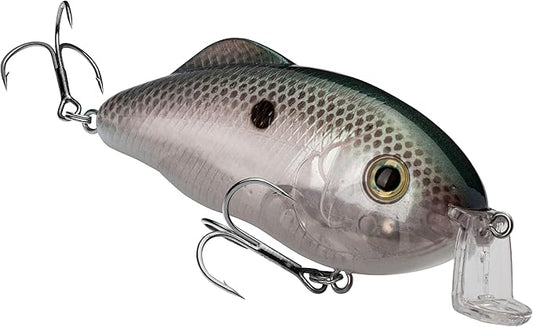 Strike King Hybrid Hunter Shallow Jr. Fishing Lure, Shallow Diving Crankbait, 90-Degree Bill, 3D Eyes, Loud Rattle, Dives 1 to 3-Feet,Size 4 & 6 Treble Hooks