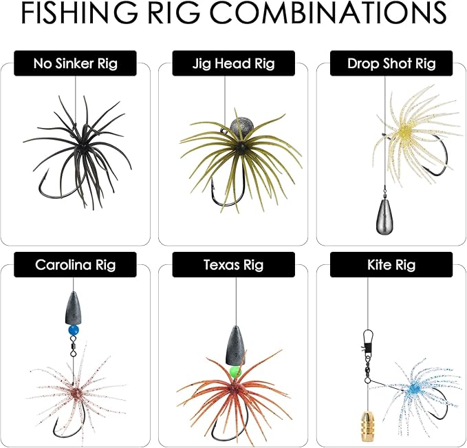 6 Pcs Soft Urchin Lures Fishing Saltwater Slow Floating Lures for Bass Trout Crappie