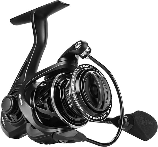 KastKing Zephyr Spinning Reels – 7+1/6+1 BB – Carbon Fiber Drag – Stainless Steel Shaft – Aluminum & CNC Spool – Black/Green/Orange – Sizes 500/1000 SFS – ICE Fishing Ready Reels!
