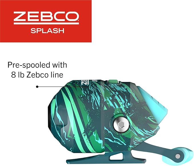 Zebco Splash Spincast Reel and Fishing Rod Combo, Fiberglass Rod, Ball Bearing System, All Metal Gears, 8-Pound Line