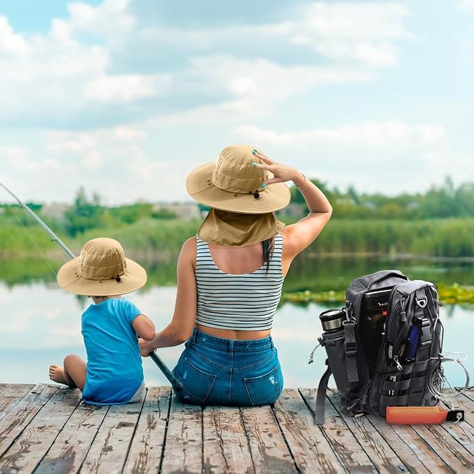 Aertiavty Fishing Backpack, Fishing Bag with Tackle Box, Compact Fishing Tackle Bag, Fishing Tackle Backpack with Rod Holder for Outdoor Sport Fishing Gifts for Men Women