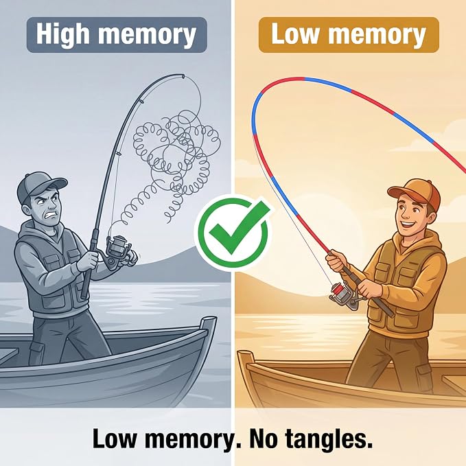 Colored Monofilament Fishing Line, Red Blue Two-Tone, 300/500/1000yds, 10-35lb Test, High Contrast Bite Detection, Abrasion Resistant Low Memory for Freshwater Saltwater