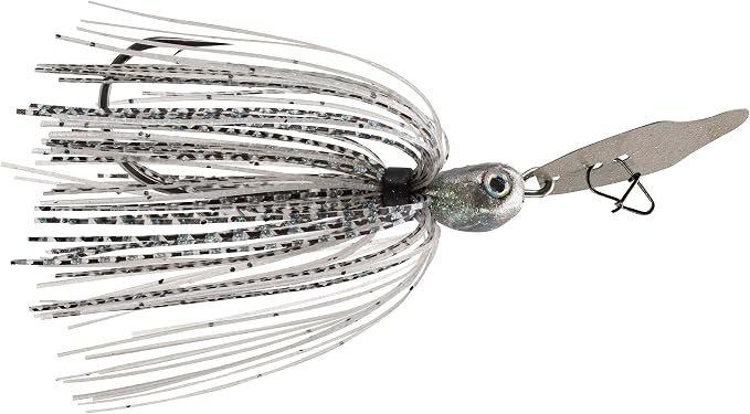 Strike King Thunder Cricket Fishing Lure, Vibrating Swim Jig, Silver Blade, 4/0 Jungle-Style Flipping Hook