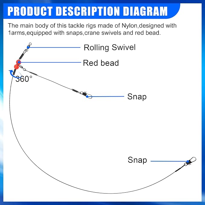 Fishing Leaders Saltwater Tackle Rig Surf Fishing Rigs with Swivel Snaps High Strength Wire Leader Bottom Rigs Fishing Gear Equipment for Lures Bait Hooks