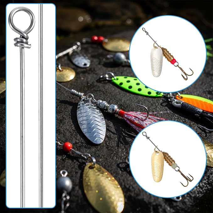 100PCS Fishing Wire Spinner, Stainless Steel Lure Making Supplies Kit for Hanging Fishing Spinners Rigs for Crafts