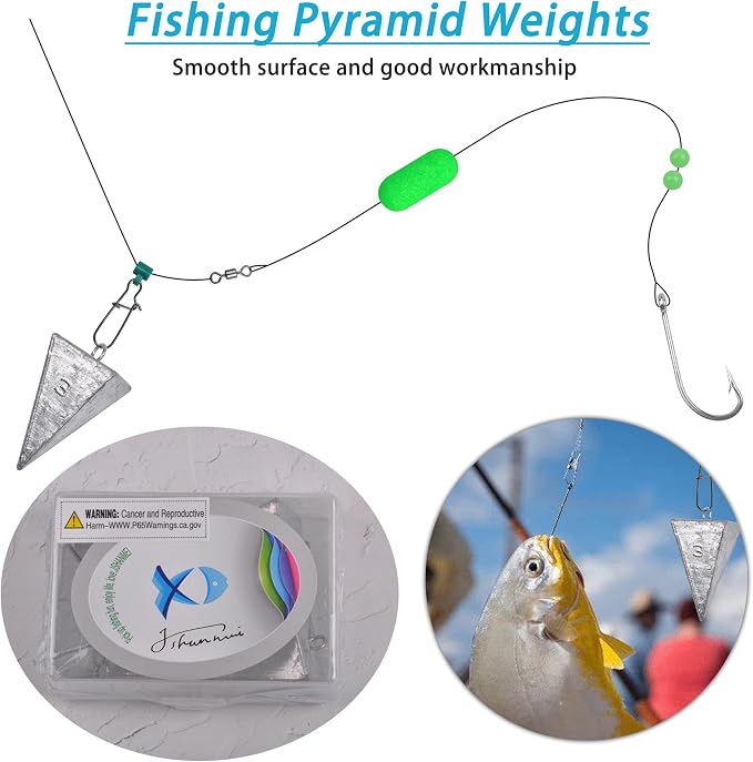 Pyramid Sinkers Fishing Weights, Saltwater Surf Fishing Sinkers Triangle Fishing Weights for Ocean Saltwater Surf Fishing Gear Tackle 1oz 2oz 3oz 4oz 5oz 6oz 8oz