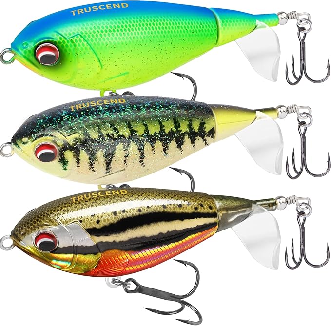 TRUSCEND Popobait Easy Catch Fishing Lures with BKK Hooks, Instant Startup, Longer Cast, Balanced Spray/Sound/Swim, Plopper Topwater Lures for Bass, Trout, Pike, Walleye, Freshwater Saltwater Fishing