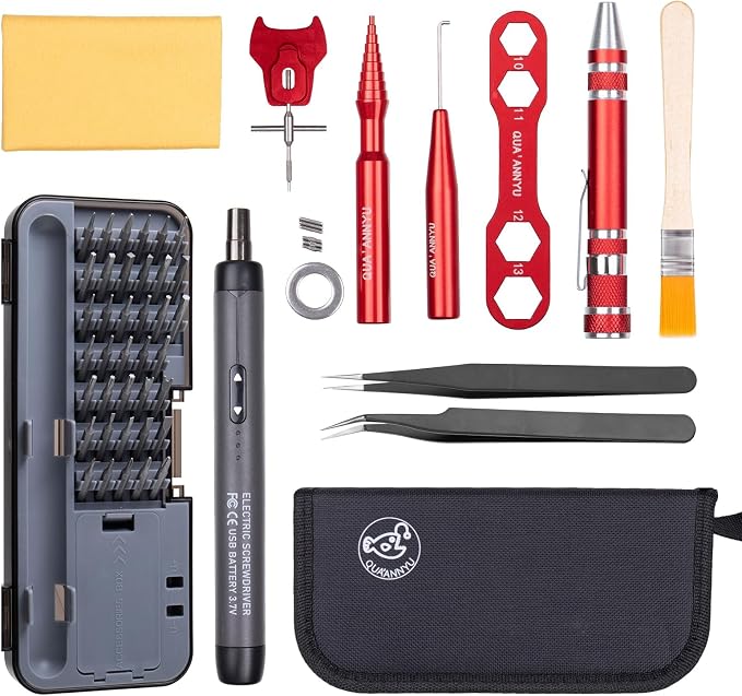 QUA'ANNYU Fishing Reel Maintenance Kit, Professional Fishing Reel Care & Repair Tool Set with 24/30/38-in-1 Screwdriver Set