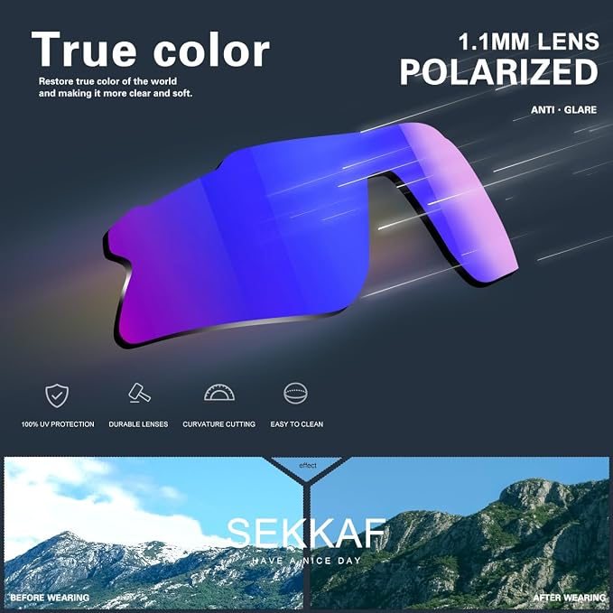 SEKKAF Polarized Sports Sunglasses for Men Women and Youth, UV400 Protection Ideal for Cycling Baseball Fishing Golf Running
