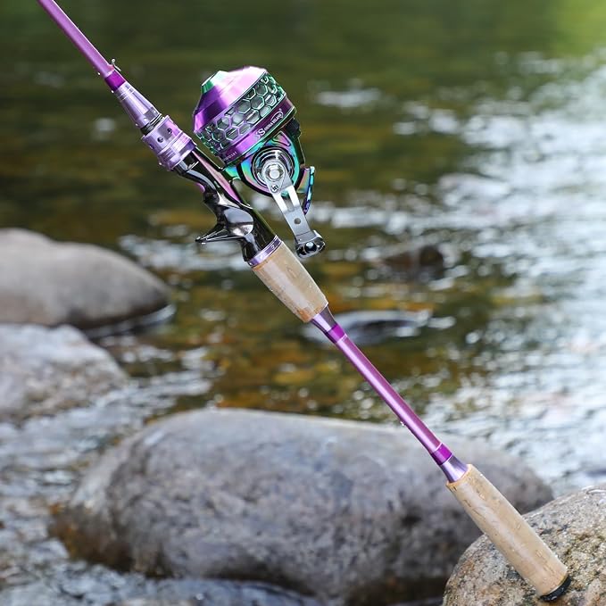 Souagyilang Spincast Fishing Rod Reel Combo,2 Pieces Medium Heavy Pole with Super Smooth Reel Trouble-Free Push-Button Bait Casting Design for Freshwater Bass Fishing
