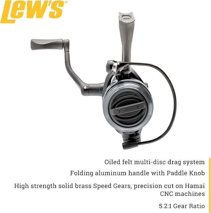 Lew's American Hero Spinning Fishing Reel, 4+1 Bearings, Graphite Frame, Speed Gears, Speed Lube, Multi-Disc Drag