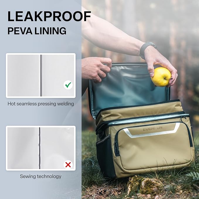 EVERFUN Small Compact Cooler Bag 24/48 Can Insulated Lunch Box Double Deck Soft Leak-Proof Waterproof Collapsible Ice Chest for Men Women Work Travel Car Trip Picnic Beach