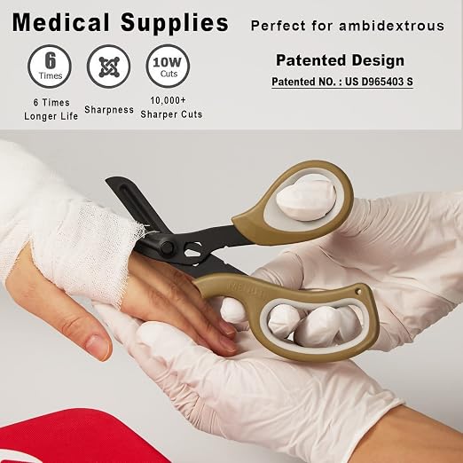MEUUT 2 Pack Medical Scissors Trauma Shears for left and Right Hand -8 inch Patented Bandage Scissor Heavy Duty Surgical Grade EMT Scissors for EMT Workers Doctors Nurses