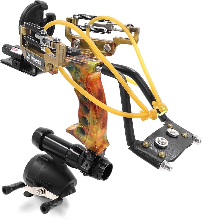 Hunting Slingshot Kit - High Power Sling Shot for Adults, Bowfishing & Fishing Arrows - Tactical Telescopic Slingshot Set with Fishing Reel,Slingshot Rubber Bands Heavy Duty