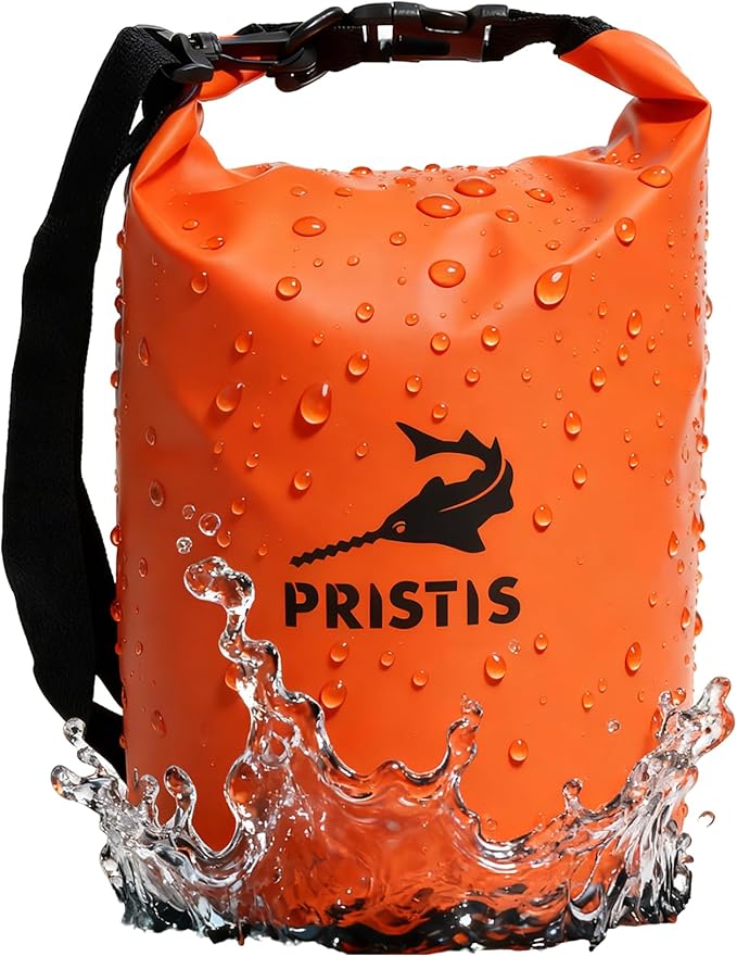 Pristis 10L Waterproof Dry Bag, Heavy-Duty Roll Top Dry Storage Backpack for Outdoor Boating Kayaking Fishing Rafting Camping, Lightweight Floating Kayak Sack Gear Accessory for Men Women, Orange