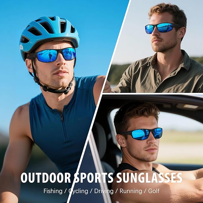 Sports Polarized Sunglasses for Men Women Wrap Around Sun Glasses Fishing Cycling Driving Running UV Protection