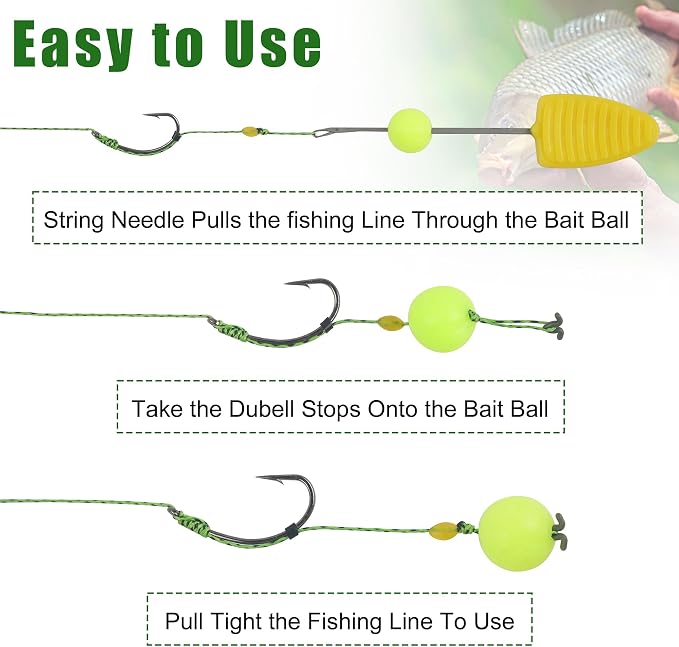 43pcs/152pcs Carp Fishing Hair Rigs Baits Carp Rigs Kit Corn Fishing Beads Boilie Bait Stops Dumbell Stoppers and Stringer Needle Fishing Equipment