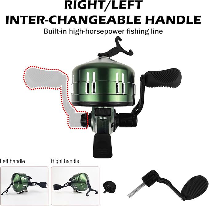 Spincast Fishing Reel, All-Metal Gears, Easy to Use Push Button Casting Design, Changeable Right/Left-Hand Retrieve