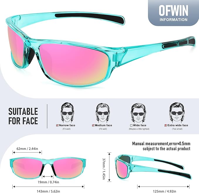 Sports Polarized Sunglasses for Men Women Wrap Around Sun Glasses Fishing Cycling Driving Running UV Protection