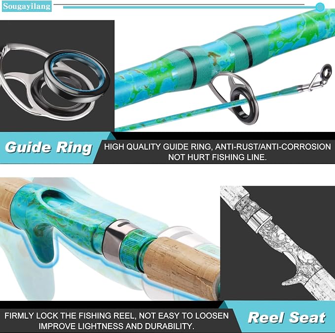 Sougayilang Fishing Rods Ultra Light Rods 2 Pieces Cork Handle Spinning &Baitcasting Rod for Trout Crappie -5'6"