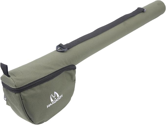 M MAXIMUMCATCH Maxcatch Fly Fishing Rod Case with Reel Pouch, Complete Protection Bag for 9FT 2/4 Piece Rods (Green, For 7.5' 4sec Fly Rod Length: 25.9'')