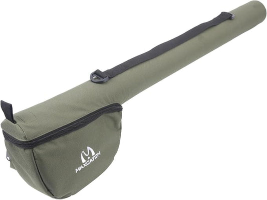 M MAXIMUMCATCH Maxcatch Fly Fishing Rod Case with Reel Pouch, Complete Protection Bag for 9FT 2/4 Piece Rods (Green, For 7.5' 4sec Fly Rod Length: 25.9'')