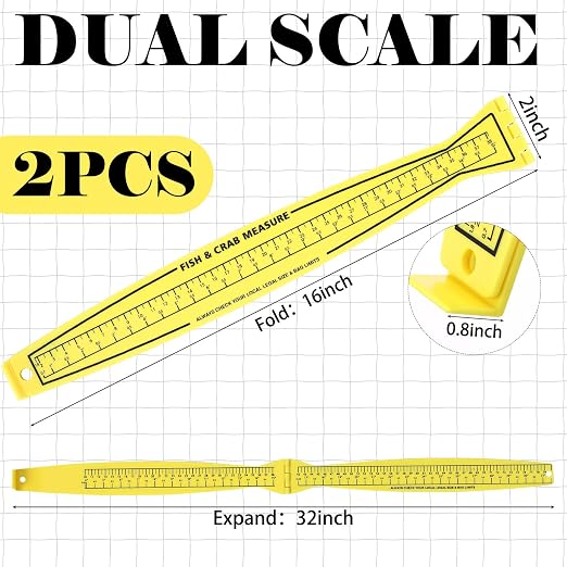VioraWhite 2 Pcs Fish Measuring Board - 32in/80cm Folding Fishing Ruler Fishing Measurement Ruler Crab Measuring Tool Lightweight Bump Board Measuring Ruler for Boat Kayak