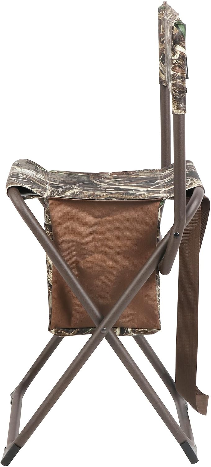 PORTAL Folding Seat, Lightweight Backrest Stool Hunting Fishing Chair with Storage Pocket for Camping, Hiking, Beach, Picnic, Support Up to 225 lbs, Camouflage