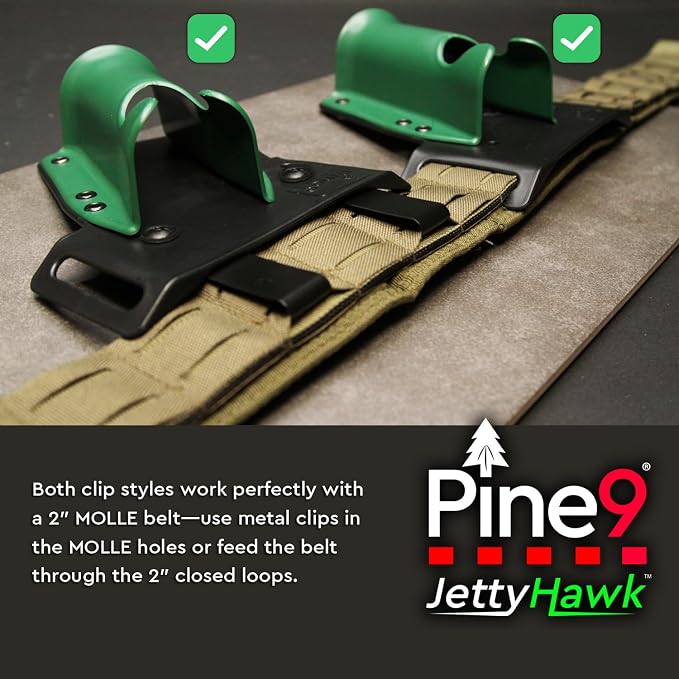 JettyHawk Fishing Rod Hip Holster, Hands-Free Quick-Draw Holder, Fits 1.5-2" Pole, for Spinning, Baitcaster, Centerpin & Surf Rods, Wading & MOLLE Belts