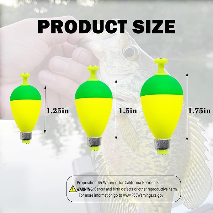 12 Pcs Fishing Bobbers Floats,Snap-on Fishing Bobber Fishing Float Corks Weighted Bobbers for Fishing Crappie Panfish Bluegill Trout