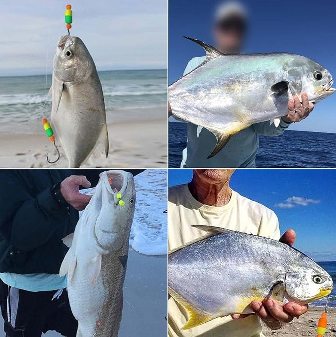 Pompano-Rigs-for-Surf-Fishing-Saltwater-Gear with Double Circle & Wide Gap Hook-6-Pack Surf Fishing Tackle