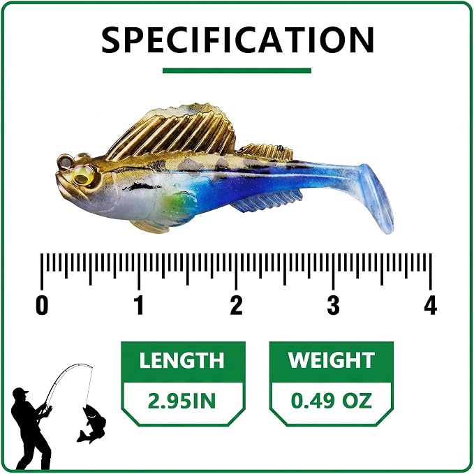 Soft Fishing Lures for Bass Fishing:Pre-Gigged Swim Baits for Saltwater or Freshwater.Soft Plastic Fishing Accessories.