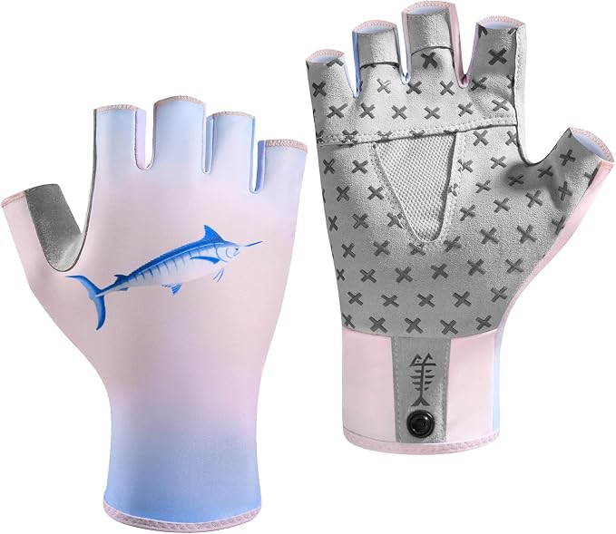 BASSDASH Unisex UPF 50+ Half Finger Sun Gloves Fingerless Breathable UV Protection for Fishing Hiking Kayaking Rowing FG02