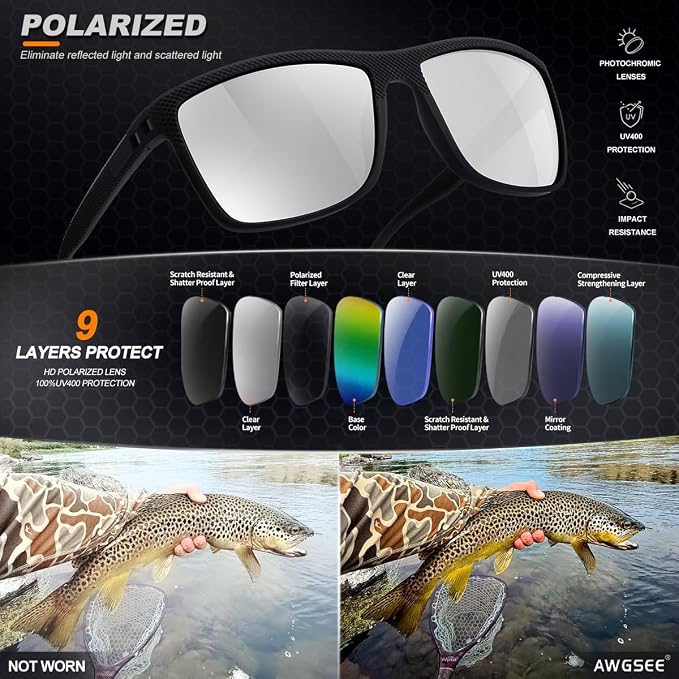 Polarized Sunglasses for Men, UV Protection Lightweight Sun Glasses for Driving Fishing Golf