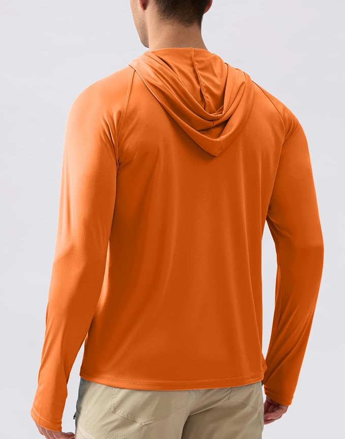 Pudolla Men's Sun Protection Hoodie Shirts UPF 50+ Rash Guard SPF Long Sleeve Fishing Shirt for Men Swim Hiking Boating