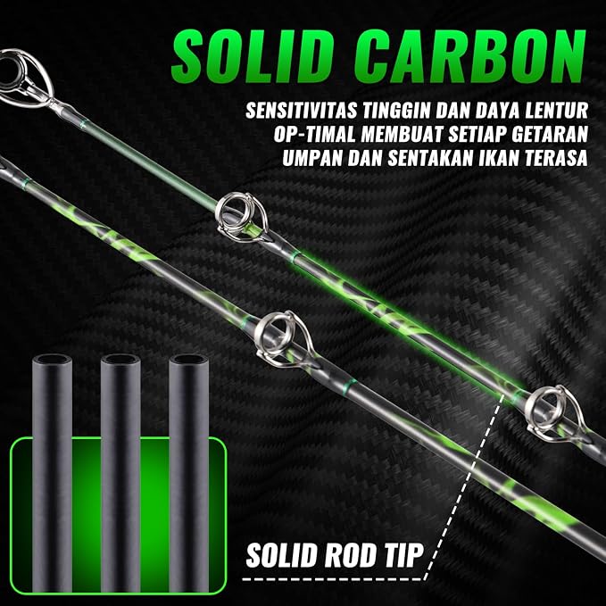 Sougayilang Catfish Rod 7' MH Catfishing Pole, Carbon Fishing Rod with Solid Tip, Stainless Steel Guides & Spiral EVA Handle for Freshwater Saltwater for Catfish-Spinning/Casting