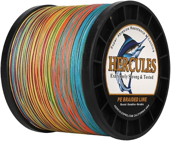 HERCULES Cost-Effective Super Strong 4 Strands Braided Fishing Line 6LB to 100LB Test for Salt-Water, 109/328 / 547/1094 Yards (100M / 300M / 500M / 1000M), Diam# 0.08MM - 0.55MM, Hi-Grade