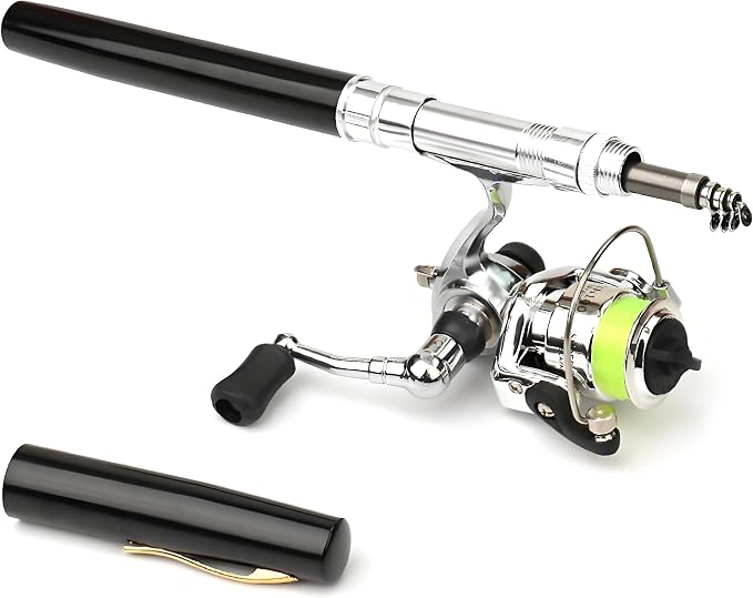 Telescopic Fishing Rod Reel Combo Lightweight Fishing Rod Spin Reel System for Freshwater Saltwater Mini Pen Fishing Pole Kit