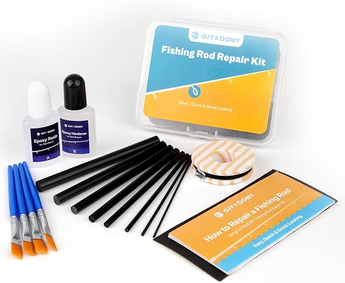 OJYDOIIIY 3-in-1 Fishing Rod Repair Kit - Carbon Sticks/Rod Tips/Eyelets Replacement Parts, Complete Supplies and Instructions